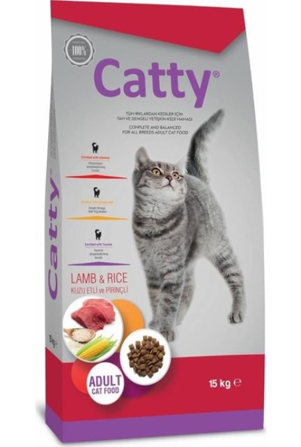 Catty Kuzu Etli Pirinçli Yetişkin Kedi Maması 15 kg