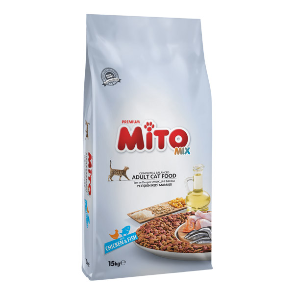 Mito Mix Tavuklu ve Balıklı Renkli Taneli Yetişkin Kedi Maması 1 Kg