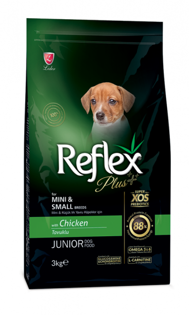 REFLEX PLUS KÜÇÜK VE MİNİ IRK YAVRU KÖPEKLER İÇİN TAVUKLU KÖPEK MAMASI 3 KG