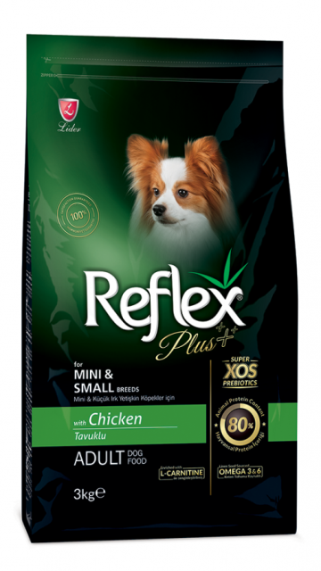 REFLEX PLUS MİNİ VE KÜÇÜK IRK YETİŞKİN KÖPEKLER İÇİN TAVUKLU KÖPEK MAMASI 3 KG