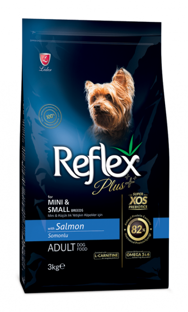 REFLEX PLUS MİNİ VE KÜÇÜK IRK YETİŞKİN KÖPEKLER İÇİN SOMONLU KÖPEK MAMASI 3 KG