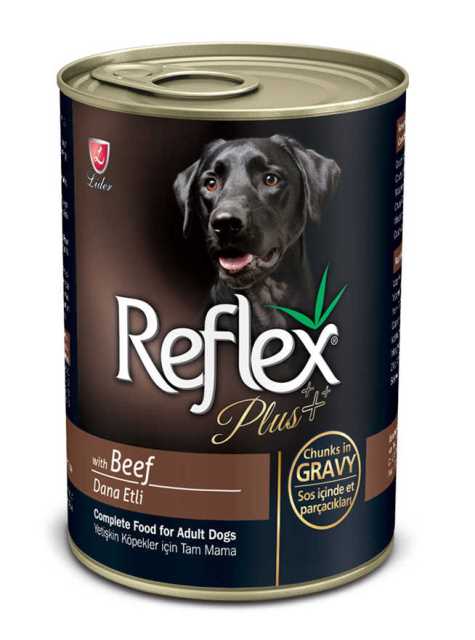 REFLEX PLUS YETİŞKİN KÖPEKLER İÇİN DANA ETLİ SOS İÇİNDE ET PARÇACIKLARI 400 G