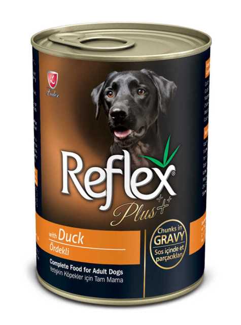 REFLEX PLUS YETİŞKİN KÖPEKLER İÇİN ÖRDEKLİ SOS İÇİNDE ET PARÇACIKLARI 400 G