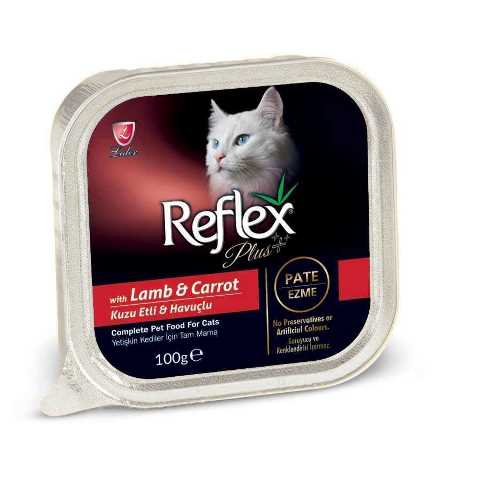 REFLEX PLUS YETİŞKİN KEDİLER İÇİN ALÜMİNYUM KASEDE KUZU ETLİ & HAVUÇLU EZME 100 G