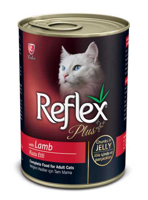 REFLEX PLUS YETİŞKİN KEDİLER İÇİN KUZU ETLİ JÖLE İÇİNDE ET PARÇACIKLARI 400 G