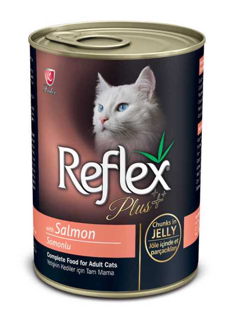 REFLEX PLUS YETİŞKİN KEDİLER İÇİN SOMONLU JÖLE İÇİNDE ET PARÇACIKLARI 400 G