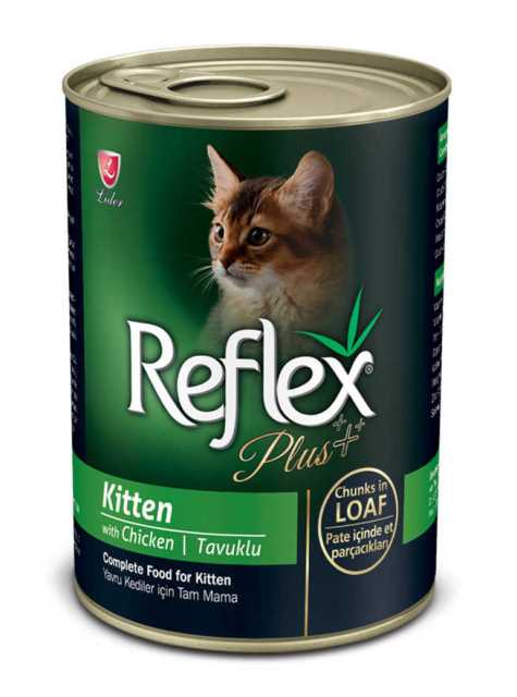 REFLEX PLUS YAVRU KEDİLER İÇİN TAVUKLU PATE İÇİNDE ET PARÇACIKLARI 400 G