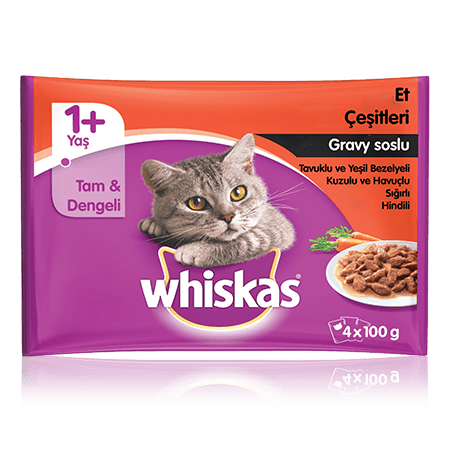 WHISKAS® Et Çeşitleri Gravy Sos İçinde Yaş Mama 100 g