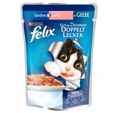 Felix Pouch Somon ve Sardalyalı Çifte Lezzet Yaş Kedi Maması 100 Gr