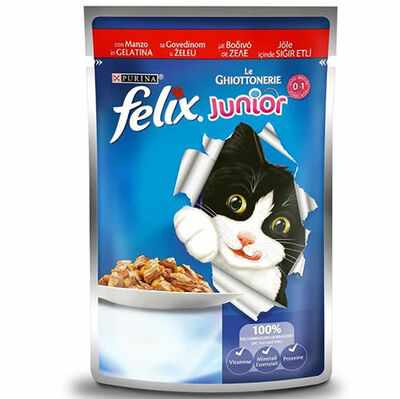 Felix Junior Pouch Sığır Etli Yavru Yaş Kedi Maması 100 Gr