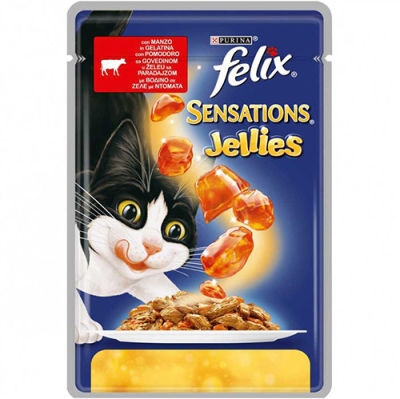 Felix Sensations Jellies Sığır Eti ve Domatesli Kedi Yaş Maması 100 Gr