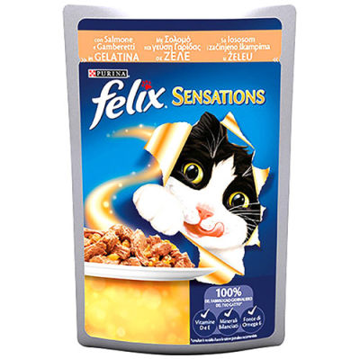 Felix Sensations Jellies Somon ve Karidesli Kedi Yaş Maması 100 Gr