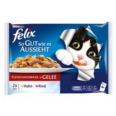 Felix Tavuk ve Sığır Etli Yaş Kedi Maması 100 g