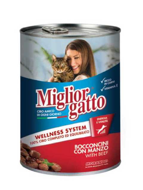 MIGLIOR GATTO KONSERVE BİFTEKLİ YETİŞKİN KEDİ MAMASI 405 G