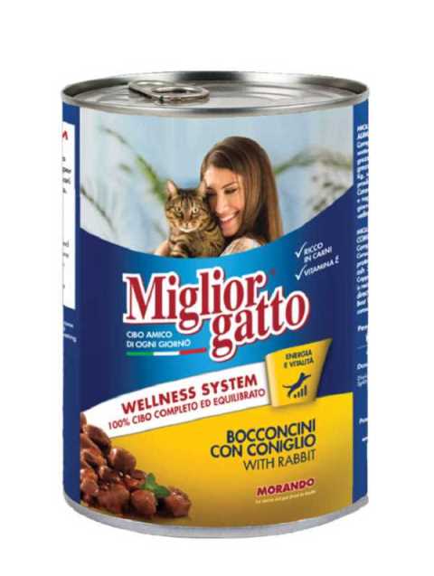 MIGLIOR GATTO TAVŞANLI KONSERVE YETİŞKİN KEDİ MAMASI 405 G