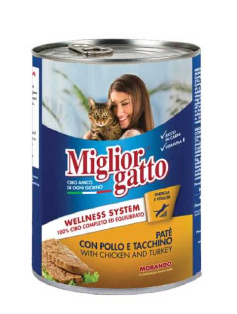 MIGLIOR GATTO TAVUKLU & HİNDİLİ PATE YETİŞKİN KEDİ MAMASI 400 G