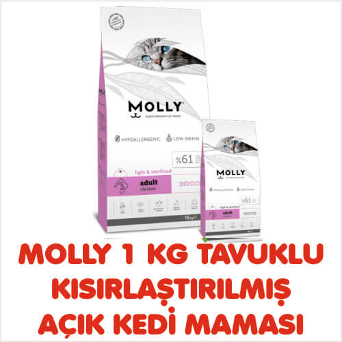 MOLLY 1 KG TAVUKLU KISIRLAŞTIRILMIŞ AÇIK KEDİ MAMASI